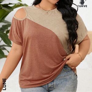 Two-Tone Rust and Beige Women's Top